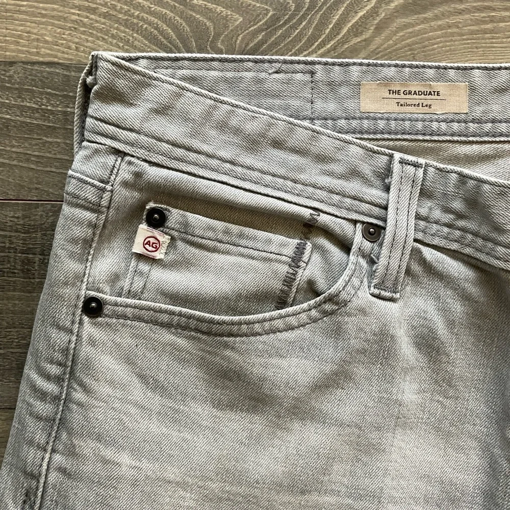 33x34 AG The Graduate Tailored Leg Jeans Mens Light Grey USA Adriano Goldschmied